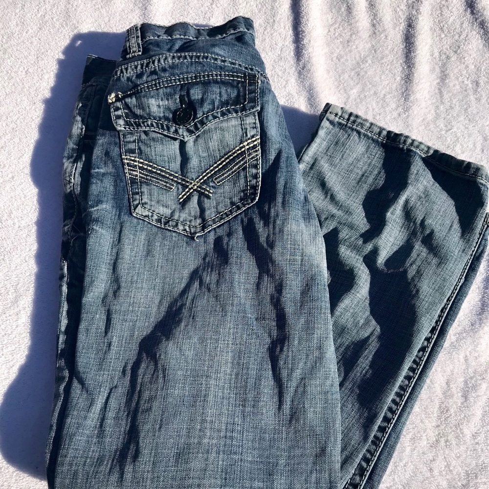 Axel Jeans Distressed Relaxed Straight Leg Size 30